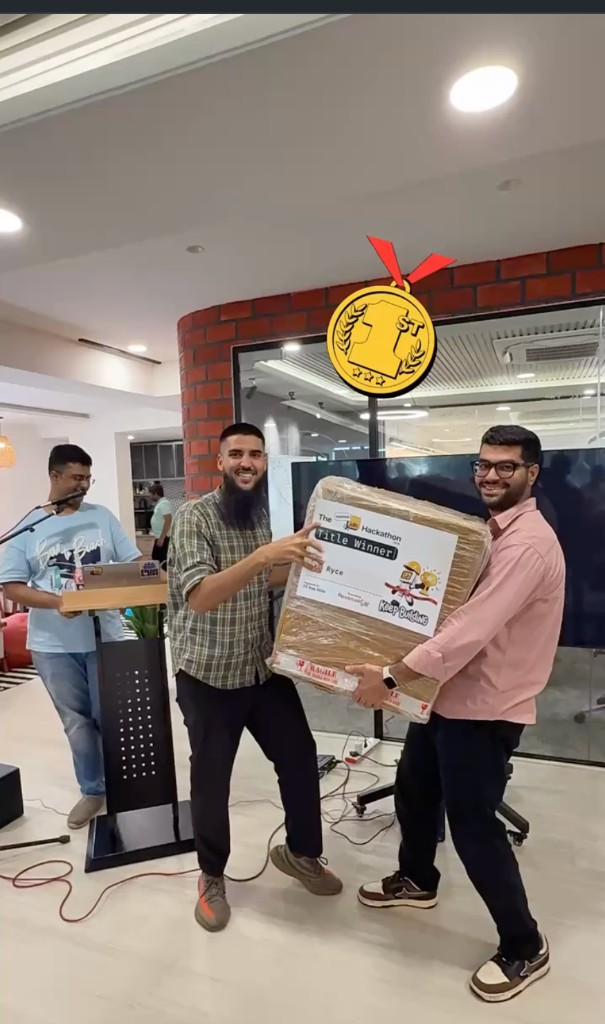 Raghav Sethi accepting the IndeHub Hackathon 2026 Grand Prize