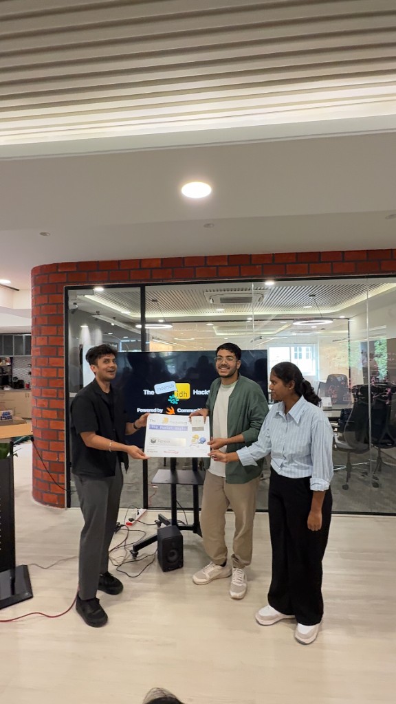 Team Matrix with The Pocket Brain award at IndeHub Hackathon 2026